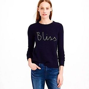 J. Crew Bliss Script Hugo Guinness Wool Blend Pullover Sweater‎ Navy Blue s